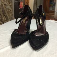 Chanel Suede Shoes! Brand New!! Size 40 Europe- Fits Size 81/2- 9 Usa - Not For Wide Foot Designer Ankle-high Heels With Leather Sole, Designer Ankle-high Black Heels, Designer Ankle-high Heels For Formal Occasions, Europe Fits, Shoes Brand, Chanel Shoes, Suede Shoes, Shoe Brands, Shoes Women Heels