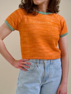 Raglan Ringer Tee Pattern - Etsy Raglan Tee Pattern, Tee Knitting Pattern, Raglan Knit, Summer Knit Tops, Clothes Making, Knit Art, Tees Pattern, Knitted Tops, Ringer Tee