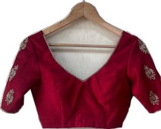 Blouse Lehenga, Usa Women, Party Blouse, Wedding Blouse, Lehenga Blouse, Women Blouse, Women Party, Hand Work, Red Silk