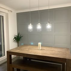 Farrow and ball lamp room grey Tiled Dining Room Wall, Panelled Wall Kitchen Diner, Panelling In Kitchen Diner, Kitchen Diner Panelling Ideas, Panelled Walls In Kitchen, Open Plan Kitchen Living Room Panelling, Panelled Wall Kitchen, Kitchen Diner Wall Decor, Kitchen Paneling Wall