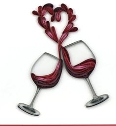 two wine glasses that have been made to look like they are in the shape of hearts