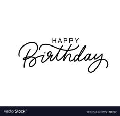 happy birthday hand lettering on white background