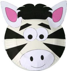 a paper plate with a zebra's face on it