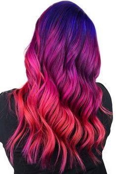 52 Tempting And Attractive Purple Hair Looks | LoveHairStyles.com Cute Purple Hair, Blue Purple Hair, Flame Hair, Light Purple Hair, Sunset Hair, Pink Ombre Hair, Purple Ombre Hair, Dark Purple Hair