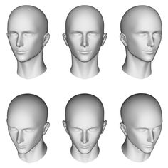 six different views of the head of a person with multiple angles to show it's appearance