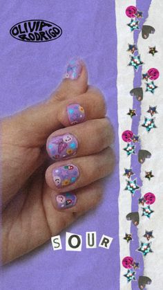 Nails Olivia Rodrigo, Olivia Nails, Olivia Song, Pink French Nails, Olivia + Core + Aesthetic