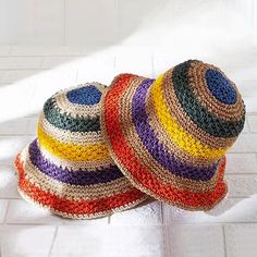 What better way to enjoy a sunny day than with this Foldable Rainbow Crochet Sun Hat? Adjustable Multicolor Straw Hat For Spring, Spring Multicolor Adjustable Straw Hat, Packable Straw Bucket Hat For Beach Season, Lightweight Multicolor Bucket Sun Hat, Multicolor Lightweight Sun Hat With Curved Brim, Multicolor Lightweight Sun Hat, Lightweight Multicolor Brimmed Sun Hat, Casual Multicolor Sun Hat With Uv Protection, Casual Lightweight Multicolor Sun Hat