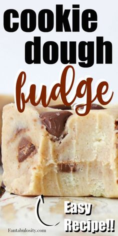 a cookie dough fudge is cut in half and stacked on top of each other