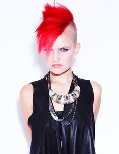 Half Mohawk, Red Mohawk, Girl Mohawk, Short Mohawk, Locks Of Love, Edgy Haircuts, Mohawk Hairstyles, Punk Girl