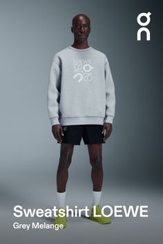 Made with double-thick jersey for twice the coziness. Designed with LOEWE for elevated comfort that stands out from the crowd | On Sweatshirt LOEWE in Grey Melange, Size: Medium. Special edition, all-day wear, LOEWE × On Active Life. Performance All Day | Recycled Polyester Running Accessories, Active Life, Sports Hoodies, Travel Shoes, Wet Weather, Gym Shoes, Outdoor Shoes, Lifestyle Clothing, Tennis Clothes