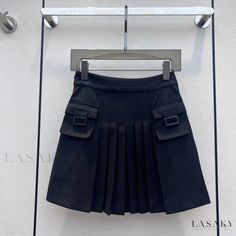 Lasaky - Academy-Style Skirt with Short Sleeves and Flattering Fit Black Office Skirt For Summer, High Waist Black Skirt For Office, Casual Black Mini Skirt For Office, Chic Black Pleated Skirt With Pockets, Black Lined Skort For Office, Black Skort For Workwear, Black Office Skort, Black Skort For Office, Black Pleated Skort For Work