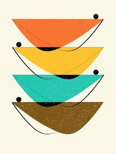 Size: 12x9in Mid Century Floating Bowls IWe have more Eline Isaksen Posters. Choose from our catalog of over 500,000 posters! Bowls Art, Floating Bowls, Mid Century Illustration, Principles Of Design, Art Print Display, Online Wall Art, Modern Painting, High Quality Art Prints, Find Art