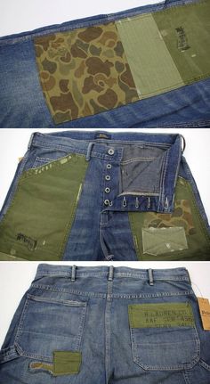 Polo Upcycle, Floral Denim Pants, Ralph Lauren Patchwork, John Depp, Denim Outfit Men, Repair Jeans, Diy Pants, Denim Repair, Jane Clothing