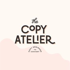 the copy atelierr logo is shown in black on a pink and white background