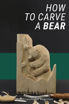 We'll guide you through selecting the right tools and demonstrate how to carve a relief carving, bringing out the bear's features, fur, and expression with detailed instructions and close-up shots. Beginner Wood Carving, Wood Carving Ideas, Wooden Spoon Carving