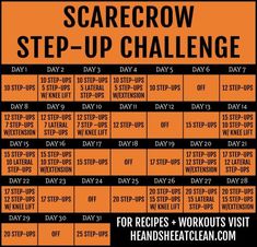 an orange and black poster with the words scarecrow step up challenge