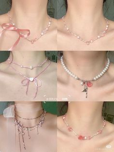 Coquette Necklace Diy, Coquette Accessories Aesthetic, Kalung Manik Aesthetic, Beads Bracelets Aesthetic, Kalung Aesthetic, Coquette Accessory, Coquette Diy, Kalung Choker, Pretty Jewelry Necklaces