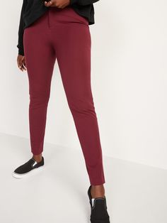 "Online exclusive! The Pixie pants you love, now in a more flattering fit & fabric.  Contoured waistband, with double hook-and-bar closure, built-in belt loops and interior stay button.  Zip fly.  Diagonal on-seam hip pockets; decorative welt faux-po Stretch Bottoms With Side Zipper For Fall, Solid Bottoms With Side Zipper, Fall Workwear Pants With Side Zipper, High Waist Bottoms With Side Zipper For Work, High Waist Pants With Side Zipper For Work, Ankle Sleeve, Bottom Workout, Fall Pants, Pixie Pants