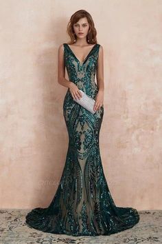 ZY189 Green Evening Dresses Long V Neck Prom Dresses Glitter Colour Names List, Corset Dress Prom