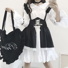 Gothic Bow Tie Lolita Maid Costume Dress Elevate your style with our Gothic Bow Tie Lolita Maid Costume Dress. This elegant dress features a gothic bow tie detail that adds a touch of sophistication to your look. Perfect for any occasion, this dress effortlessly combines fashion and flair. Size Info. S: Bust 84 cm. Length 80 cm. Waist 68 cm. for Weight Range (35-45 kg) M: Bust 88 cm. Length 82 cm. Waist 72 cm. for Weight Range (45-52 kg) L: Bust 92 cm. Length 84 cm. Waist 76 cm. for Weight Range Anime Lingerie, Halloween Gothic, Kawaii Dress, Platform Mary Janes, Maid Dress, Gothic Dress, Short Skirt, Costume Dress, New Instagram