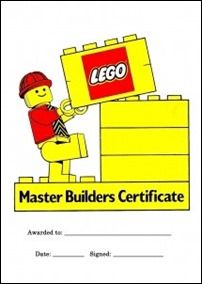 a lego certificate is shown with a man holding a large object in it's hand