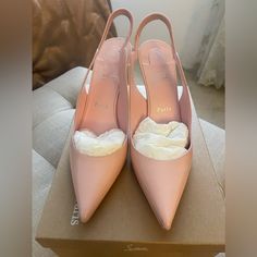 Christian Louboutin Pink Sling Back Heels. Worn One Time! Sling Back Heels, Shoes Pink, Sling Back, Louboutin Shoes, Christian Louboutin Shoes, One Time, Shoes Women Heels, Christian Louboutin, Shoes Heels