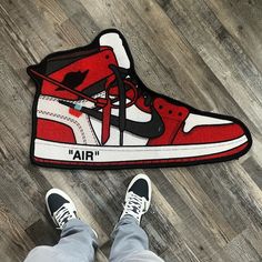 Shoe Rug Modeled After A Jordan 1 Chicago 2ft Tall X 3ft Wide Shoe Rug, Jordan 1, Colorful Rugs, Red White, Red And White, Jordan, Chicago, Rug, Adidas