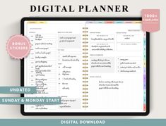 a digital planner with the words,'printables and stickers on it