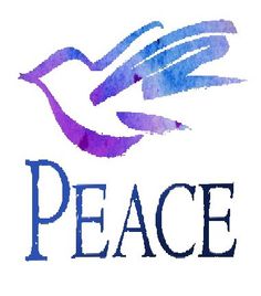 the peace logo is shown in blue and purple