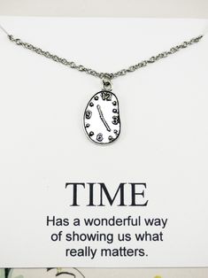 $9.95, Time Necklace - Use this inspirational clock necklace as a reminder to enjoy what really matters. Music Themed Jewelry, Teapot Necklace, Time Necklace, Wanderlust Fashion, Piano Gifts, Clock Necklace, Face Jewelry, Meaningful Necklace, Card Necklace