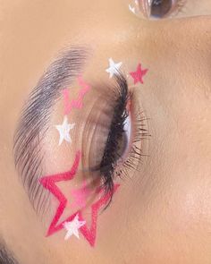 Cute Graphic Makeup, New Years Graphic Eyeliner, Pink And White Graphic Liner, Hot Pink Graphic Liner, Firework Eyeliner, Pastel Graphic Liner, Graphic Liner Makeup Hooded Eyes, Fun Graphic Liner, Graphic Eyeliner Color