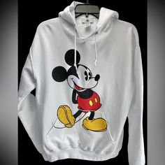 Disney Mickey Mouse Disney Original White Hoodie Sweatshirt Never Worn Size : S Casual Hoodie With Character Print And Crew Neck, Casual Crew Neck Hoodie With Character Print, Casual Fleece Sweatshirt With Character Print, Casual Hooded Top With Character Print, Disney Cotton Hoodie With Cartoon Print, Mickey Mouse Sweatshirt For Winter Streetwear, White Cartoon Print Sweatshirt For Streetwear, White Hoodie With Character Print, White Character Print Hoodie