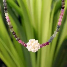 Beaded Tourmaline and Pearl Necklace - Ivory Chrysanthemum | NOVICA Pearl Rope, Yellow Pearl, Buy Pearls, Floating Necklace, Princess Necklace, Silver Pearl Necklace, Cluster Necklace, Tourmaline Necklace, Tourmaline Beads