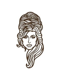 a woman's face with long hair and braids on her head, drawn by hand