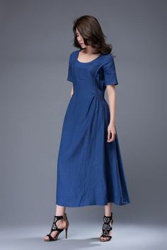 With unique designer details, this gorgeous royal blue linen dress will definitely put you ahead of the crowd. You'll love the semi-fitting style of this casual everyday dress. It's really as much a piece of art as a piece of clothing. Now you can jazz up your evenings or weekends with the enlightening elegance of this blue linen dress. Flaunting many design details as well as short sleeves, this dress is suitable for plus size ladies. You may also like this royal blue linen dress here: https:// Blue Linen A-line Maxi Dress, Solid Color Maxi Length Relaxed Fit Dress, Casual Blue Linen Maxi Dress, Relaxed Fit Maxi Dress In Solid Color, Relaxed Fit Solid Color Maxi Dress, Solid Color Linen Maxi Dress, Blue Linen Midi Length Maxi Dress, Blue Linen Short Sleeve Maxi Dress, Blue Linen Midi Maxi Dress