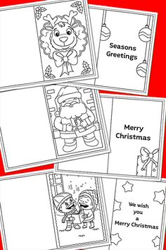 four christmas coloring pages for children to color