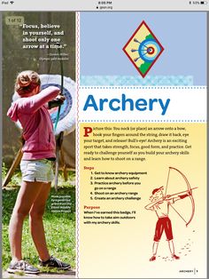 an advertisement for archery is shown on the screen, and shows how to use it