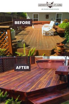 the before and after photos of a deck