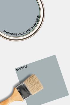 a paint brush with the name sherwinn williams stain on it next to an image of a painted wall