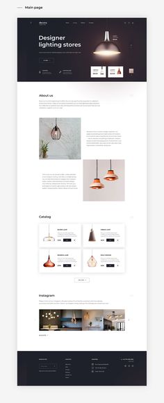 an image of a website page with different lighting fixtures on the front and back pages