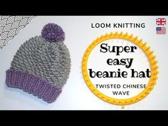 a knitted beanie hat with the words super easy beanie hat twisted chinese wave