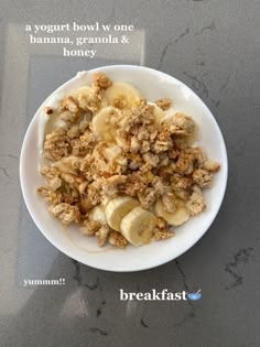 Yogurt Bowl With Granola, Banana Bowl Recipe, Banana Granola Yogurt Bowl, Granola Cereal Bowl, Granola Bowl Recipes, Greek Yogurt Granola Bowl, Yogurt And Granola Bowl, Greek Yogurt Bowl Ideas, Granola Bowl Aesthetic