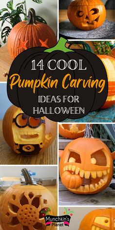 pumpkin carving ideas for halloween that are fun and easy to make with the help of kids