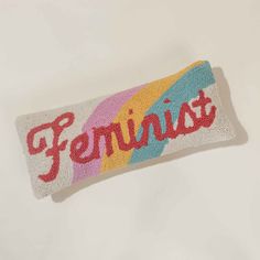 a towel with the word feminist on it