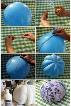 how to make a pumpkin out of balloons and paper machs step by step instructions