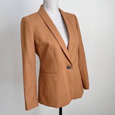 J. Crew Parke Blazer Wool Camel Tan Brown Size 4 Petite Style J5628 Front Button Closure Stripe Lined 98% Wool ,2% Elastane Nwot/Excellent Condition, No Flaws Smoke Free Same/Next Day Shipping Dark Academia Equestrian Preppy Wool Natural Oxford Professional Business Casual Office Work Wear Career Wear Fall Festival Casual Sophisticated Classic Classy Minimalist Fitted Camel Elegant Outerwear, Fitted Elegant Camel Outerwear, Elegant Fitted Camel Outerwear, Elegant Brown Spring Blazer, Elegant Camel Outerwear For Office, Elegant Camel Outerwear For Spring, Elegant Camel Formal Outerwear, Spring Brown Blazer For Workwear, Brown Blazer For Spring Workwear