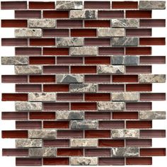 a brick wall with brown and white tiles