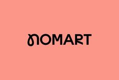 the word nomart is written in black on a pink background with an orange border