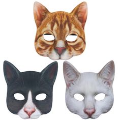 PRICES MAY VARY. 3pcs Realistic Half Face Cat Mask, Orange Cat, White Cat and Cow Cat Cat masks for party bulk, Not just for a bit unusual Halloween Gift, also perfect for cat dressing up party, pretend play. A beautiful photo prop for your holiday or birthday photo-shoot. Size measures: 7*7inch and include elastic band for a cozy fit, suitable for most teenagers and adults. These animal cosplay mask highly mimics the facial contours of a cat, with clear spots and fluff printed on the surface of Masks Halloween, Mask White, Animal Head, Cat Mask, Black Orange, White Black, Mask, Orange, Halloween