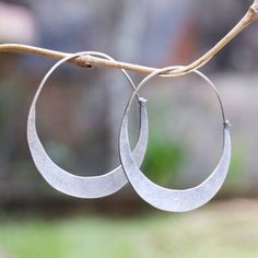 Modern Sterling Silver Hoop Earrings from Bali - Crescent Soul | NOVICA Gift Catalog, Brass Hoop Earrings, Online Gift, Elegant Pendant, Earring Crafts, Sterling Silver Hoop Earrings, Handcrafted Earrings, Sterling Silver Hoops, Jewelry Packaging